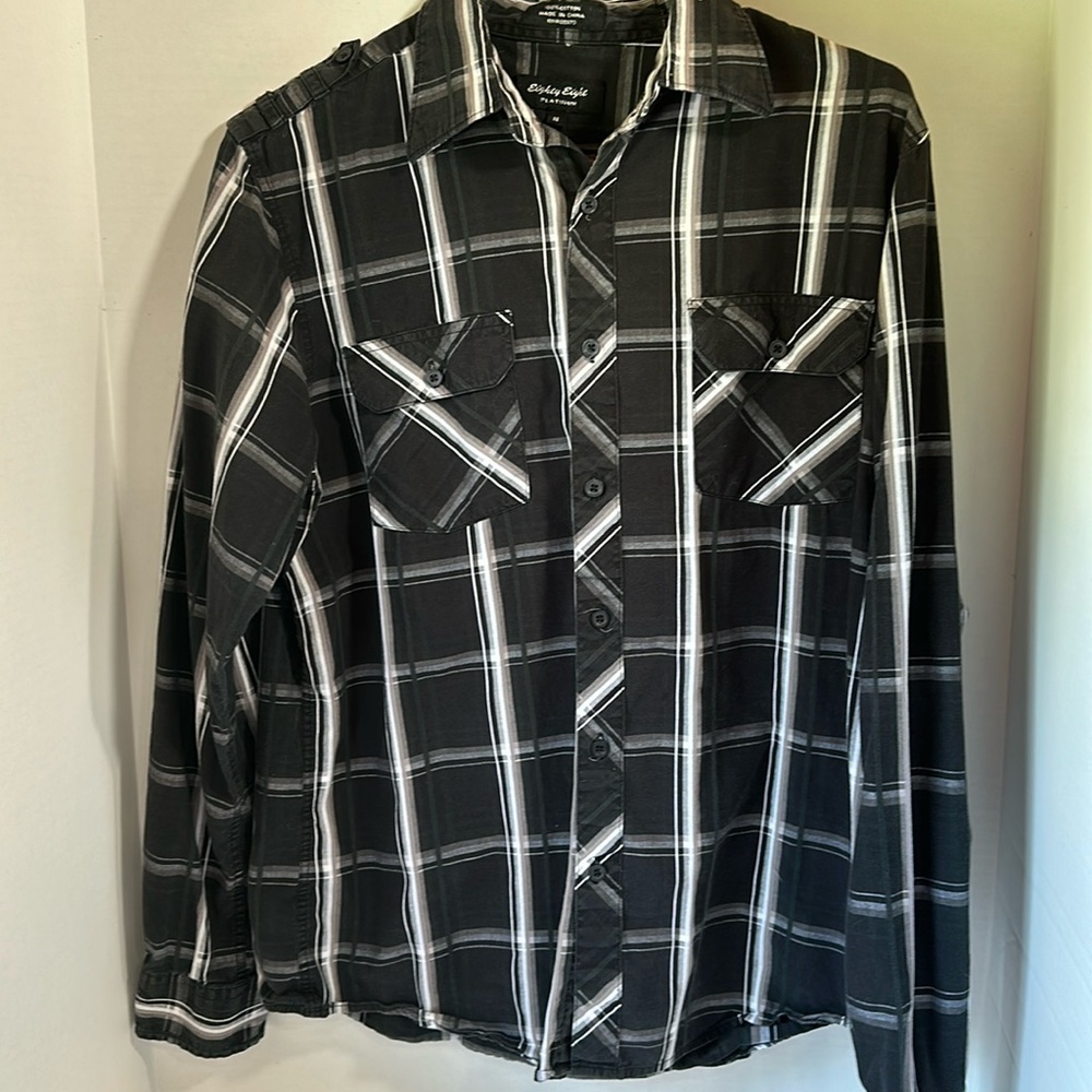 Eighty Eight Black and White Plaid Men's Shirt